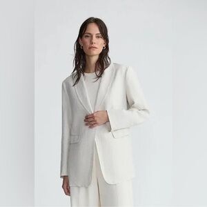 JASON WU The Classics Off White Linen Rayon Open Blazer Suit Jacket